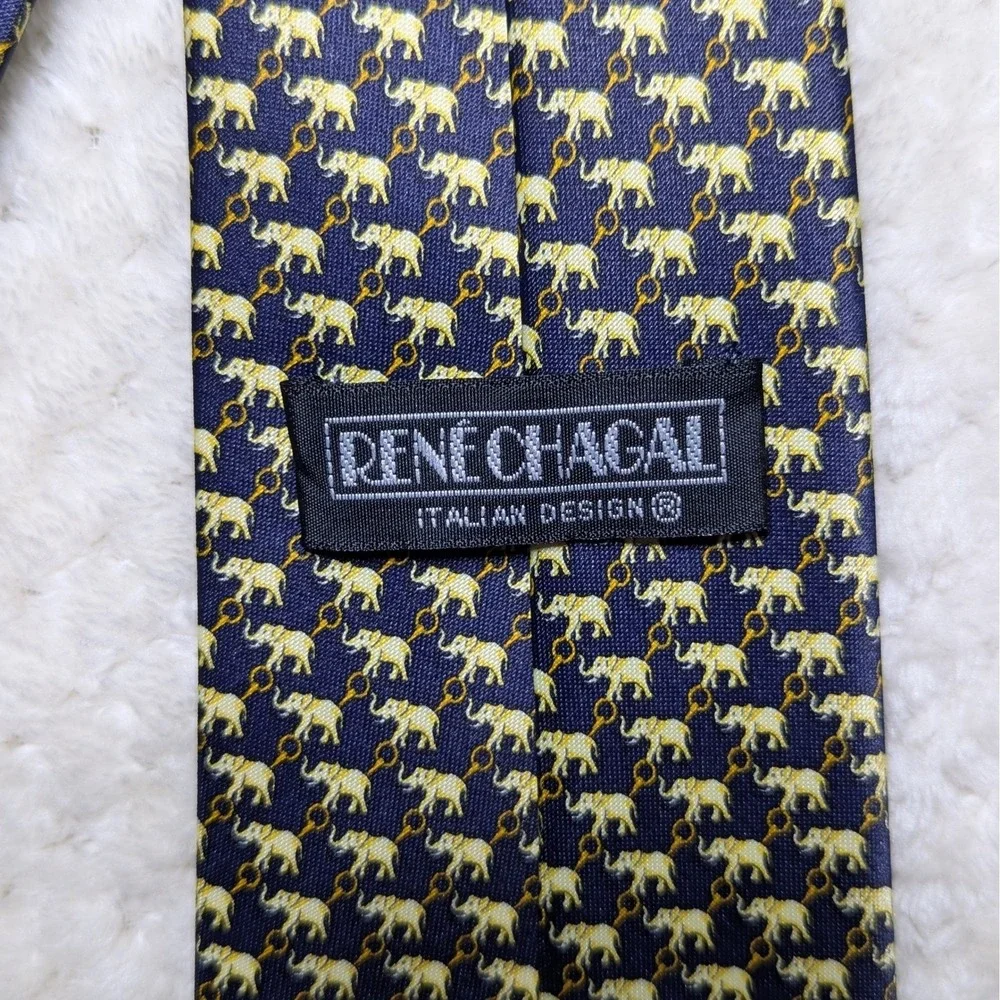 Vintage‎ René Chagall Silk Tie | Elephant Print | Italian Design